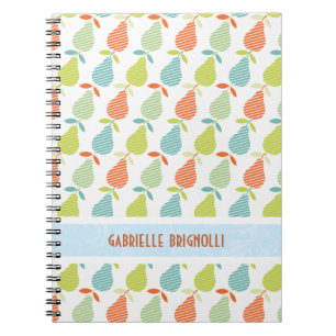 Colourful Pears And Stripes Seamless Pattern Spiral Notebook