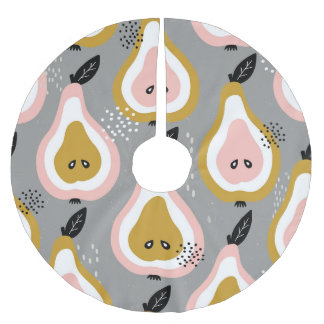Colourful pears, vintage pattern. brushed polyester tree skirt