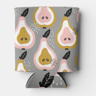 Colourful pears, vintage pattern. can cooler