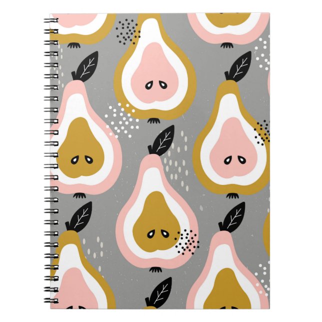 Colourful pears, vintage pattern. notebook (Front)