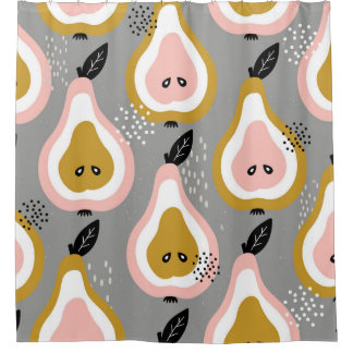 Colourful pears, vintage pattern. shower curtain