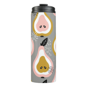 Colourful pears, vintage pattern. thermal tumbler