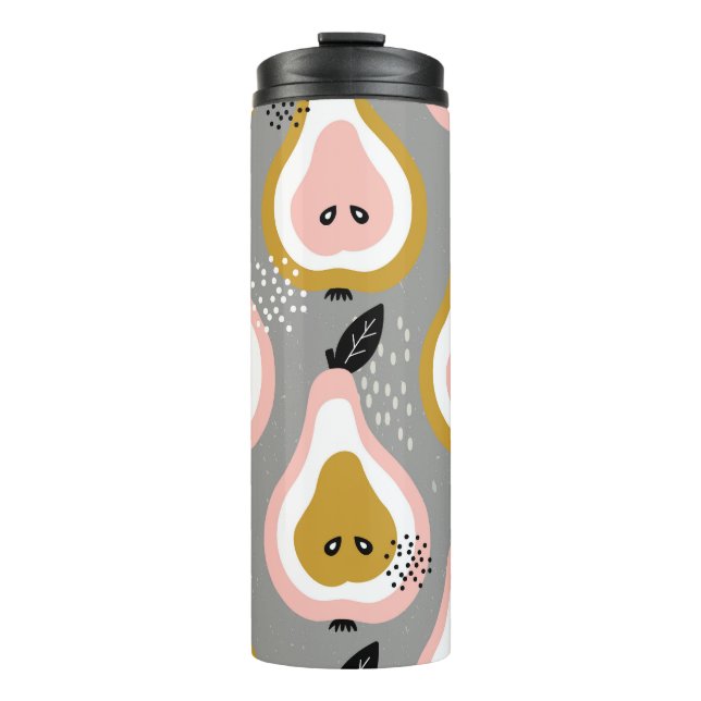Colourful pears, vintage pattern. thermal tumbler (Front)