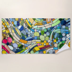 Colourful Pebbles Mosaic Art Beach Towel
