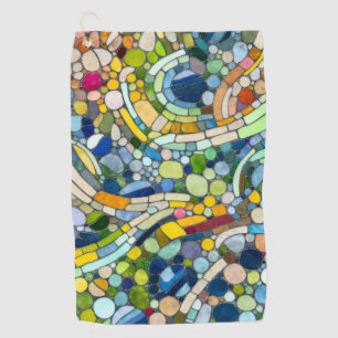Colourful Pebbles Mosaic Art Golf Towel