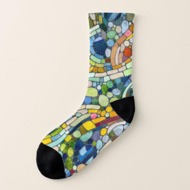 Colourful Pebbles Mosaic Art Socks (Left Outside)
