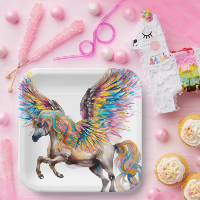 Colourful Pegasus Paper Plate (Party)