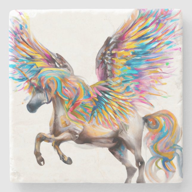 Colourful Pegasus Stone Coaster (Front)