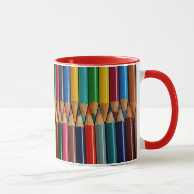 Colourful pencil crayon print coffee mug (Right)