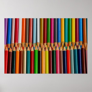 Colourful pencil crayons print poster
