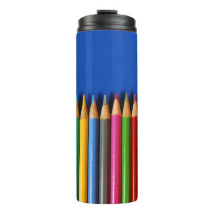 Colourful pencil crayons thermal tumbler