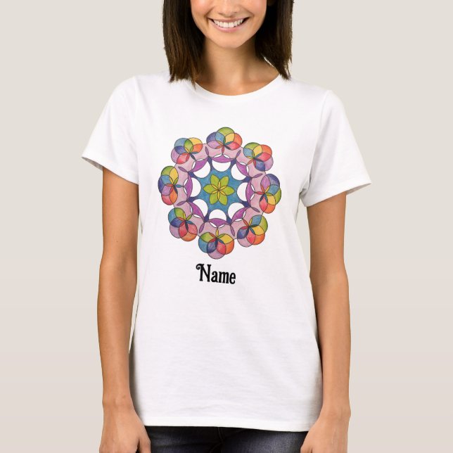 Colourful Pencil Drawn Geometric Mandala Customise T-Shirt (Front)