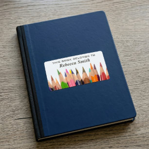 Colourful Pencils Book Labels   Bookplate Label