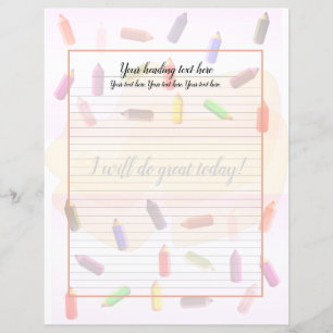 Colourful Pencils Lined Writing Paper