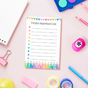 Colourful Pencils & Stars Important List To Do Post-it Notes