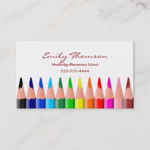 Colourful Pencils Teacher's Business Card