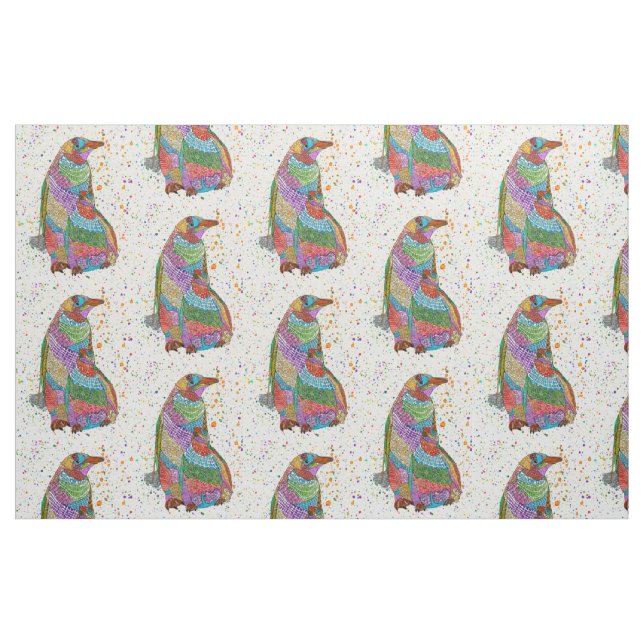 Colourful Penguin and Baby Chick Fabric (Fat Quarter)