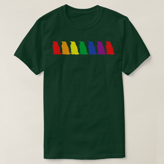 Colourful Penguins Pride Rainbow T-Shirt (Design Front)