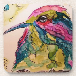 Colourful Pensive Bird Coaster