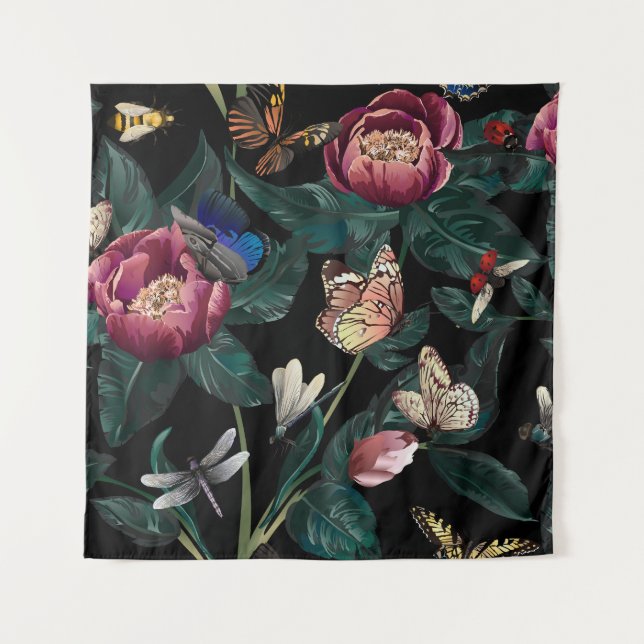 Colourful peonies: big flower pattern. tapestry (Front)