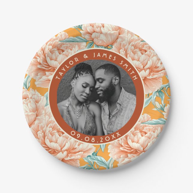 Colourful Peonies Plates For Backyard Wedding Part (Front)