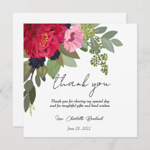 Colourful Peony Floral Bridal Shower Thank You