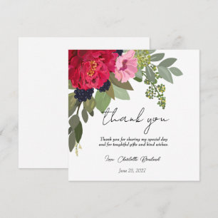 Colourful Peony Floral Bridal Shower Thank You Card