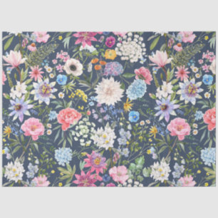 Colourful peony floral decoupage tissue paper