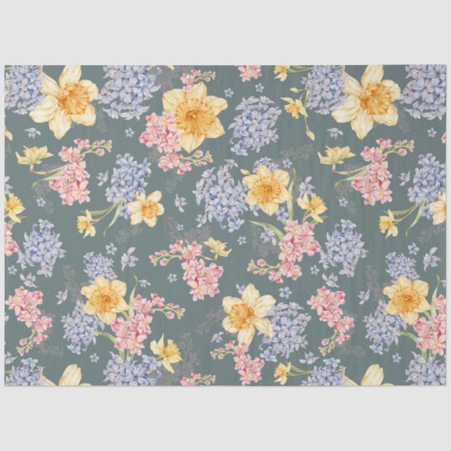 Colourful peony floral decoupage  tissue paper (Front)
