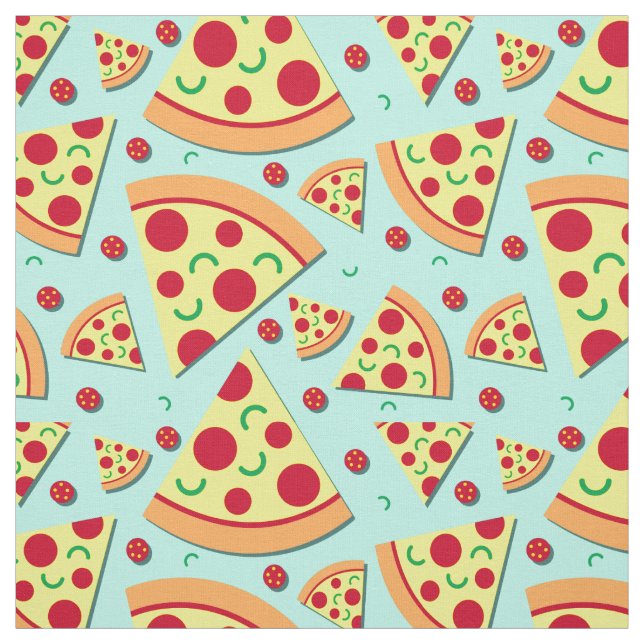 Colourful Pepperoni Pizza Slices Fun Food Pattern Fabric (Swatch)