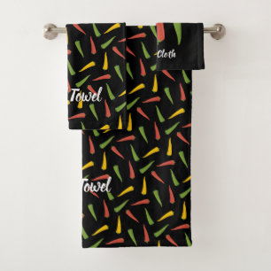 Colourful Peppers Pattern Bath Towel Set