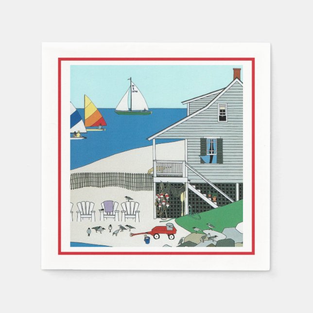 Colourful Perfectly New England Coast Napkin (Front)