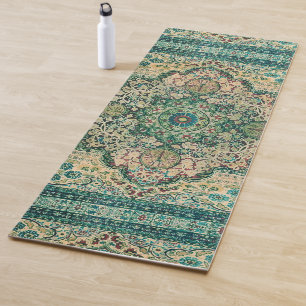 Colourful Persian motive rug design yoga mat
