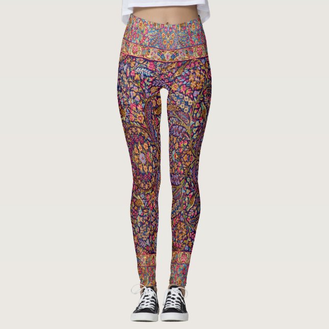 Colourful Persian Rug Pattern Leggings (Front)