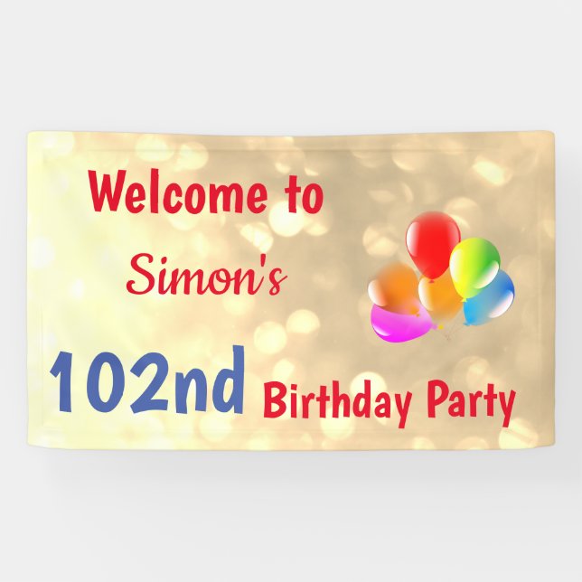 Colourful Personalised 102nd Birthday Banner (Horizontal)