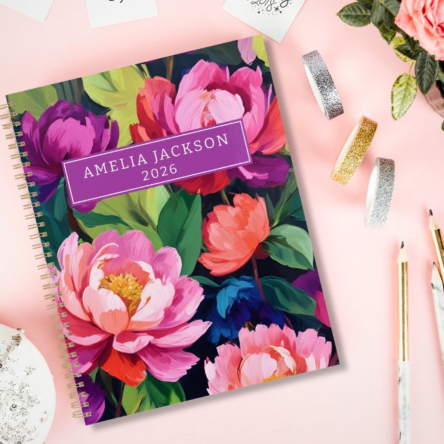 Colourful Personalised 2026 Floral Name Daily  Planner (Creator Uploaded)