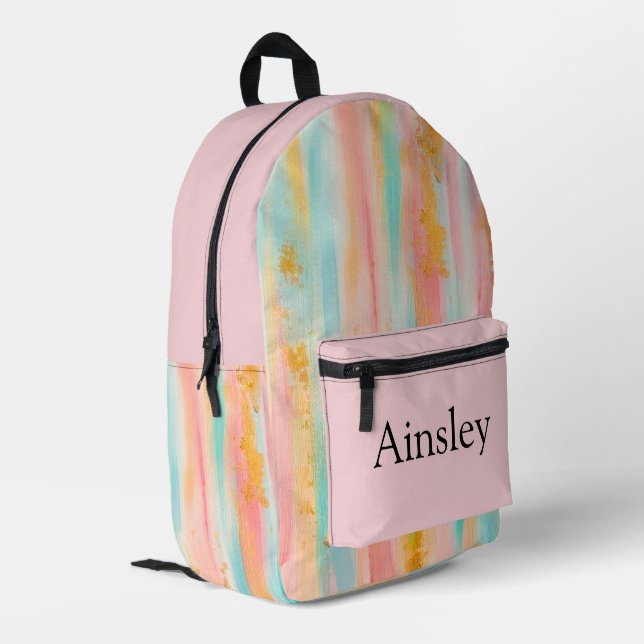 Colourful personalised backpack, kids cute printed backpack (Back Corner Left)