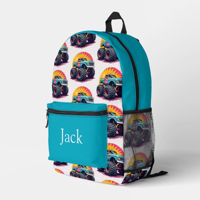 Colourful personalised backpack, kids cute printed backpack (Back Corner Right)