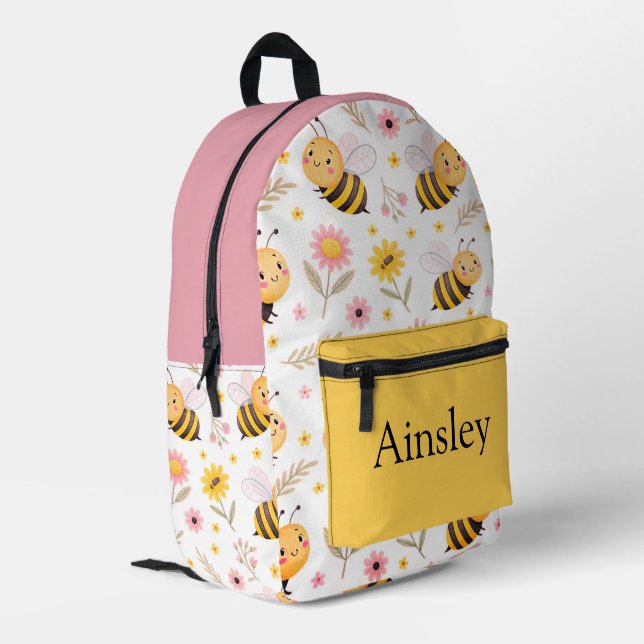 Colourful personalised backpack, kids cute printed backpack (Back Corner Left)