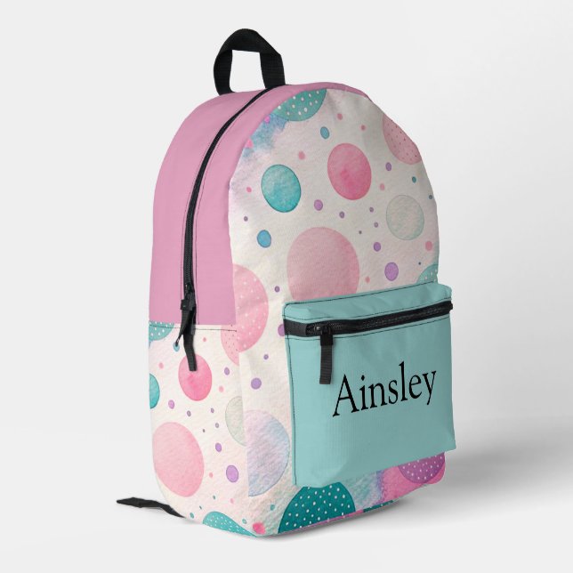 Colourful personalised backpack, kids cute printed backpack (Back Corner Left)