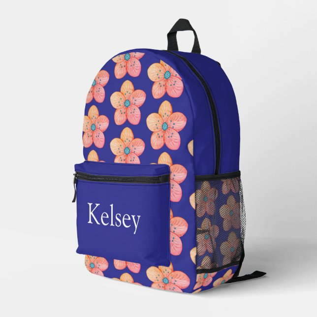 Colourful personalised backpack, kids cute printed backpack (Back Corner Right)