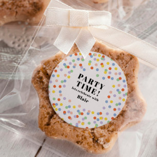 colourful personalised birthday invitation  classic round sticker