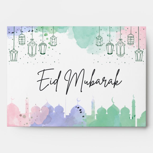 Colourful Personalised Eid Money Card Envelopes (Front)