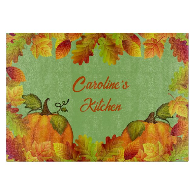 Colourful Personalised Fall Season  Cutting Board (Front)