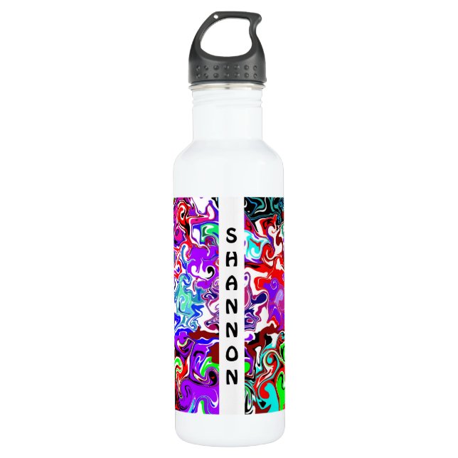 Colourful Personalised Marble Fluid Art   710 Ml Water Bottle (Front)