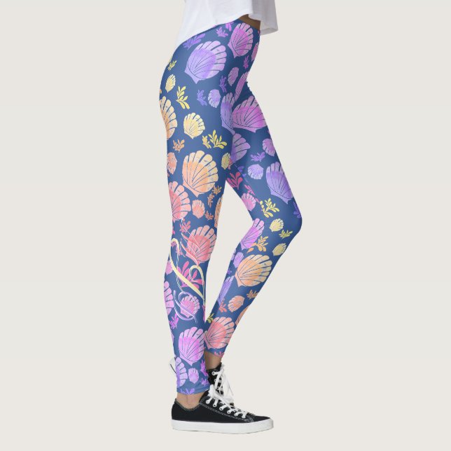 Colourful Personalised Monogram Seashell Pattern Leggings (Right)