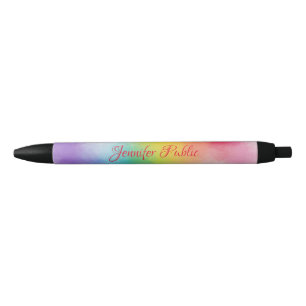 Colourful Personalised Name Script Elegant Templat Black Ink Pen