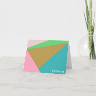 Colourful Personalised Name Stationery Geometric Note Card