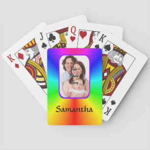 Colourful personalised photo background playing cards