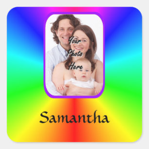 Colourful personalised photo background square sticker